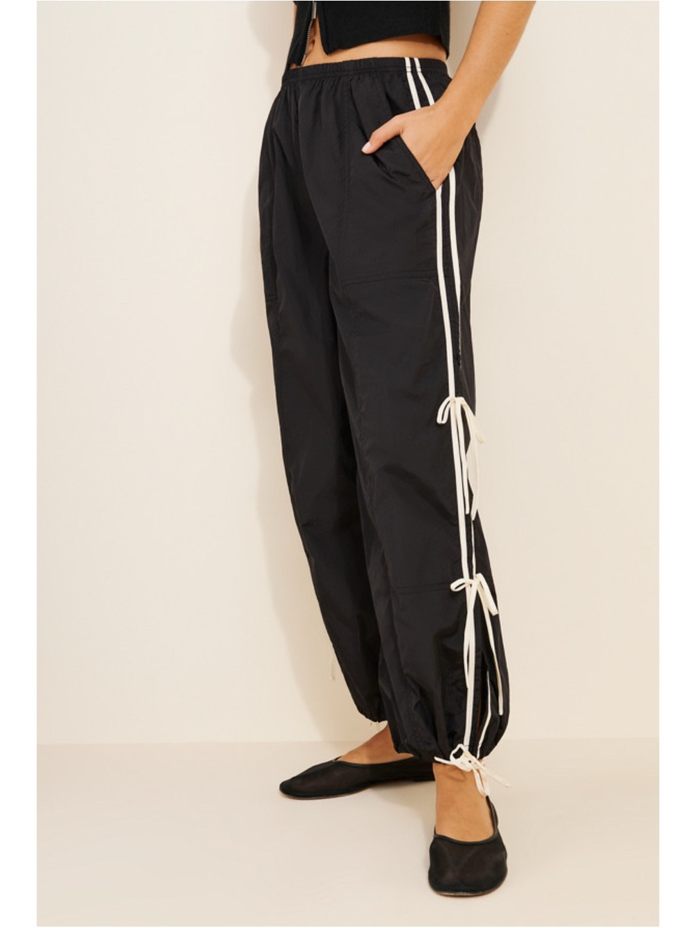 New Daily Practice Bowline Parachute Pants Black Small